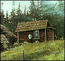 Домик с деревянной кровлей